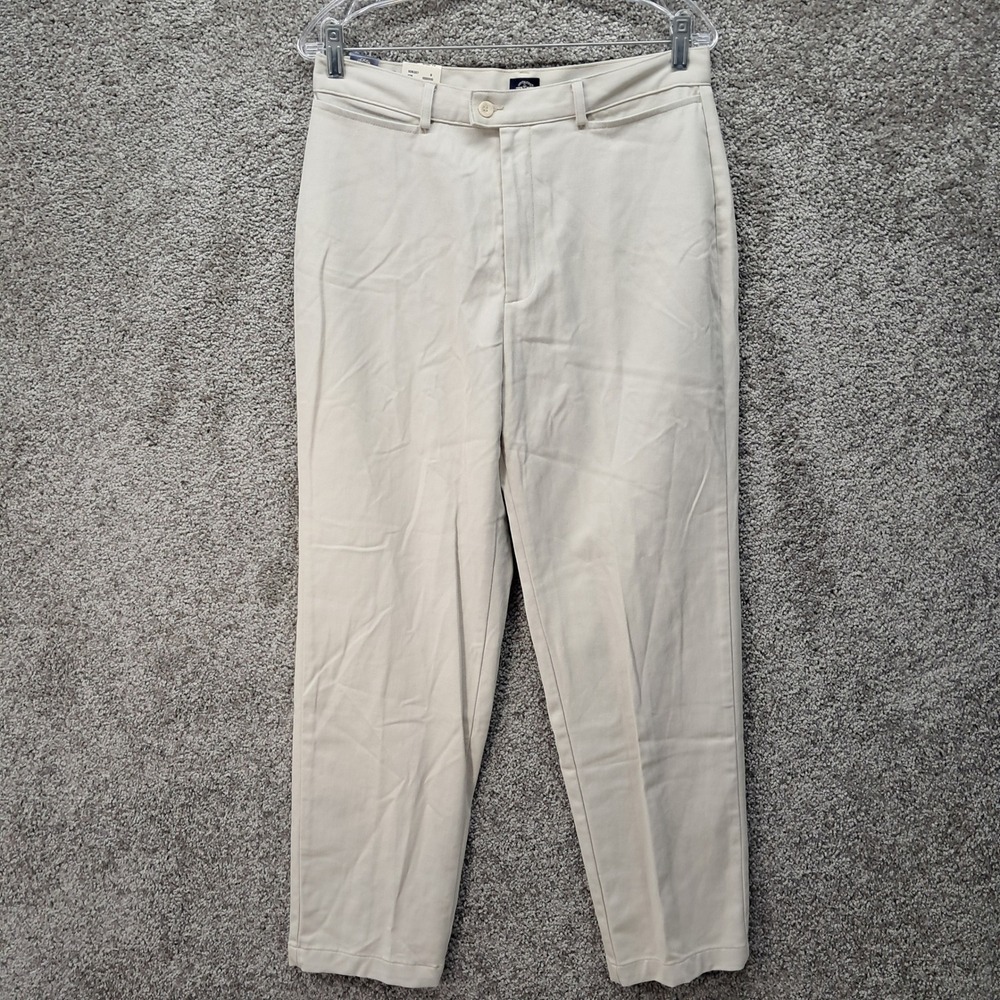 Dockers Continental Stretch Khakis Womens 12 Short Beige Flat Front Pants NWT